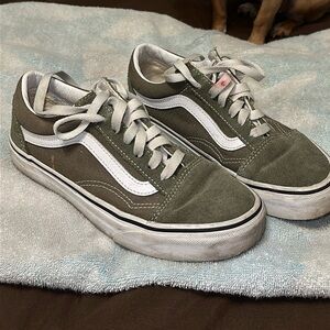 Vans Olive and White Athletic Shoes
